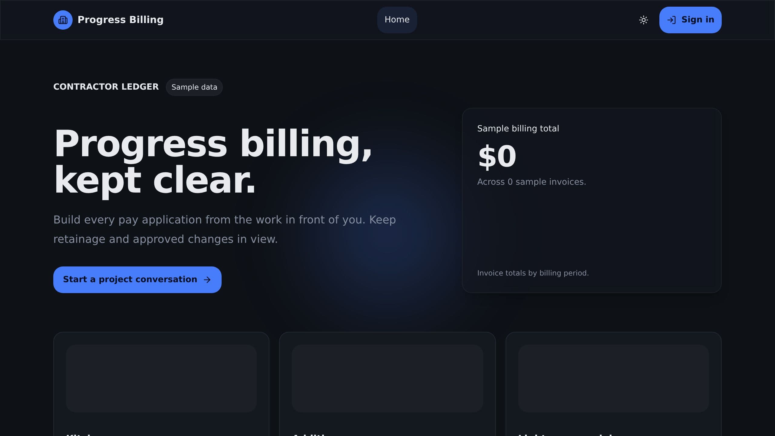 Progress Billing Invoices preview