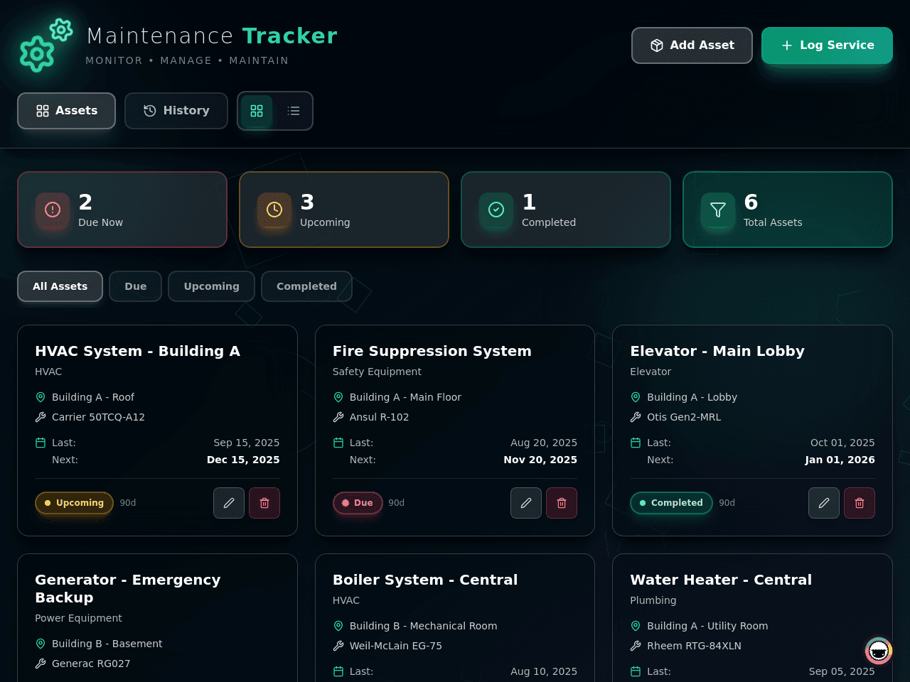 Maintenance Tracker Dashboard