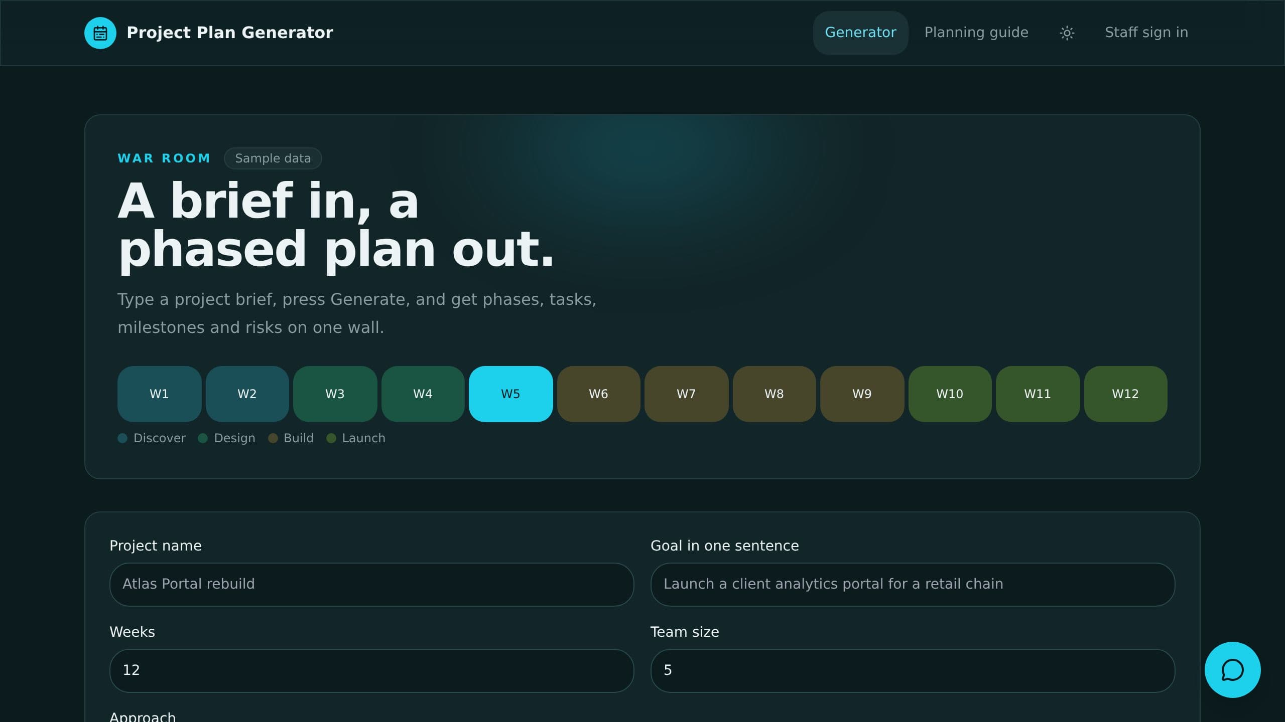 Project Plan Generator preview