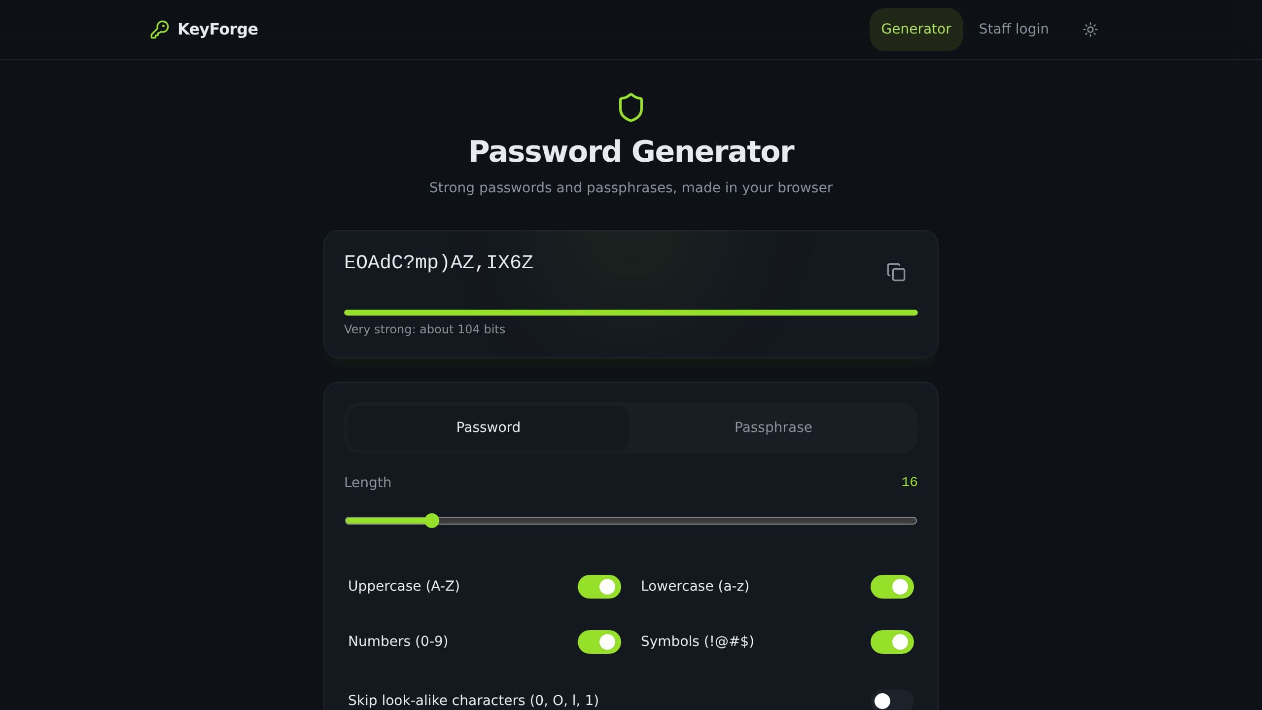 Password Generator preview