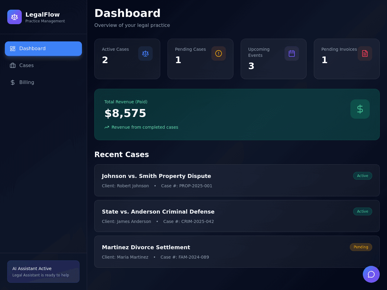 Legal Workflow Dashboard