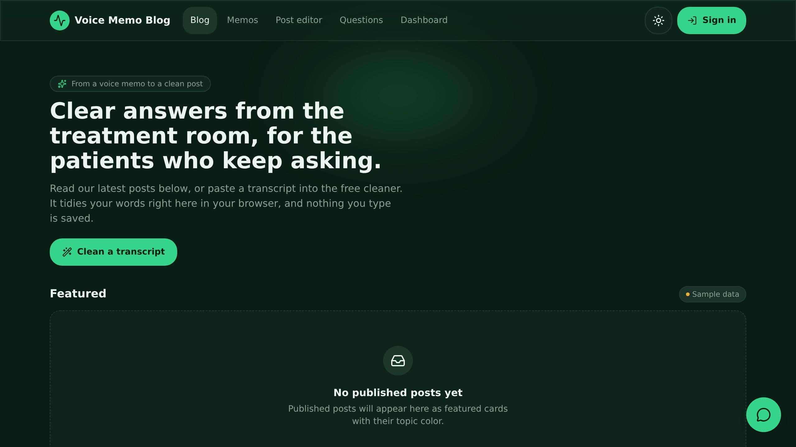 Voice Memo Blog preview