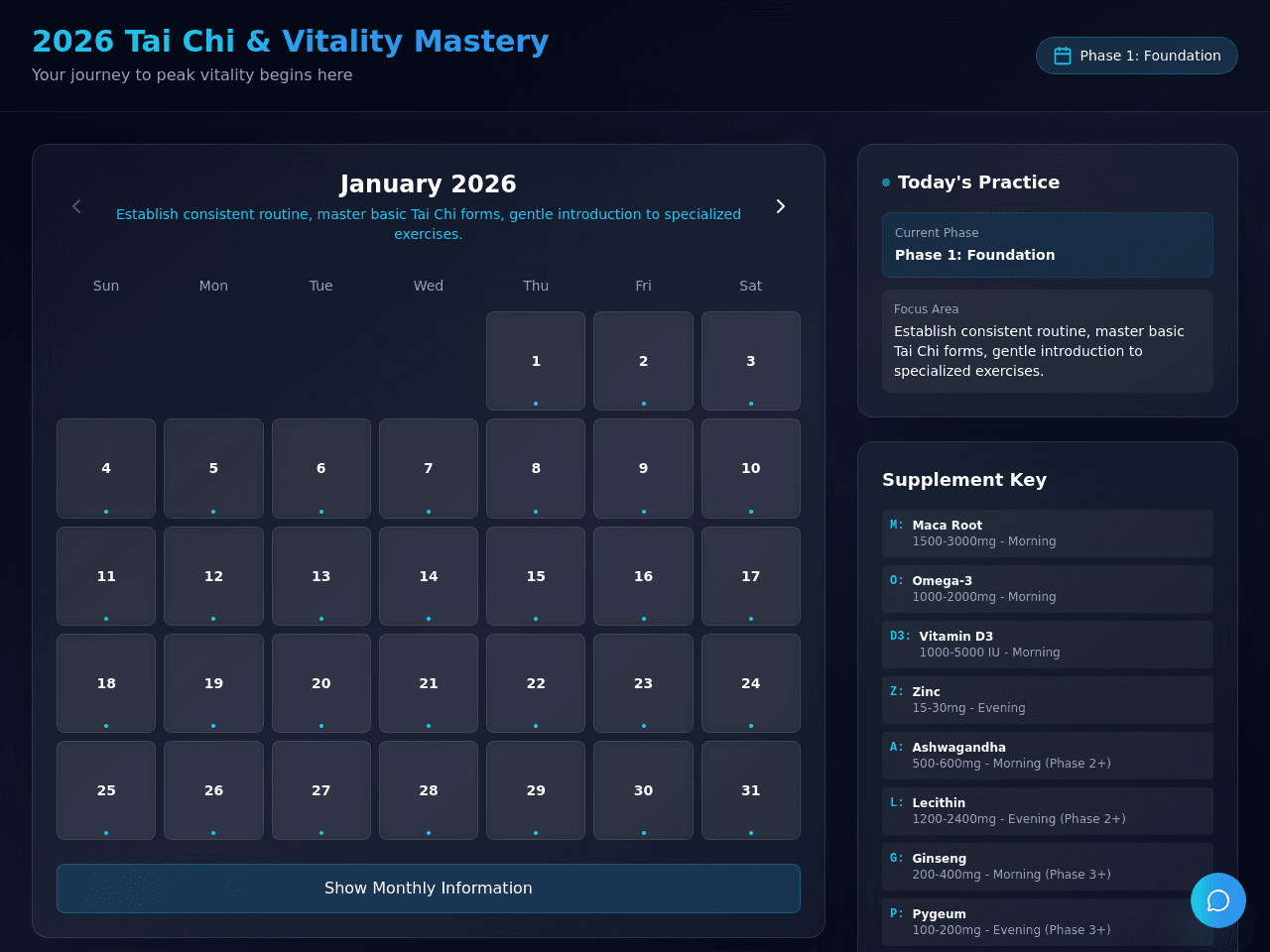 Vitality Calendar Portal