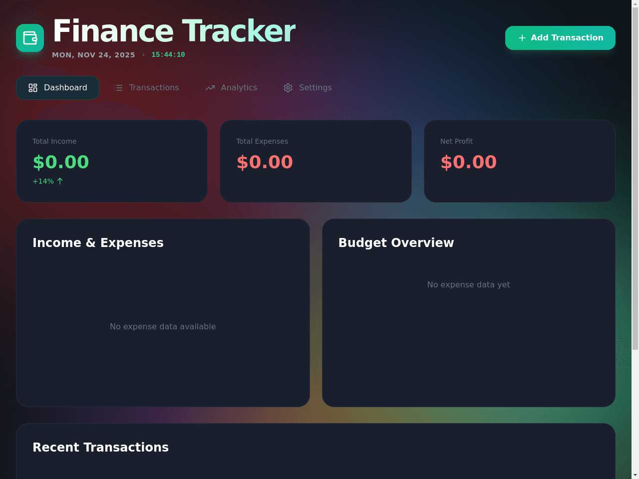 Finance Tracker Dashboard