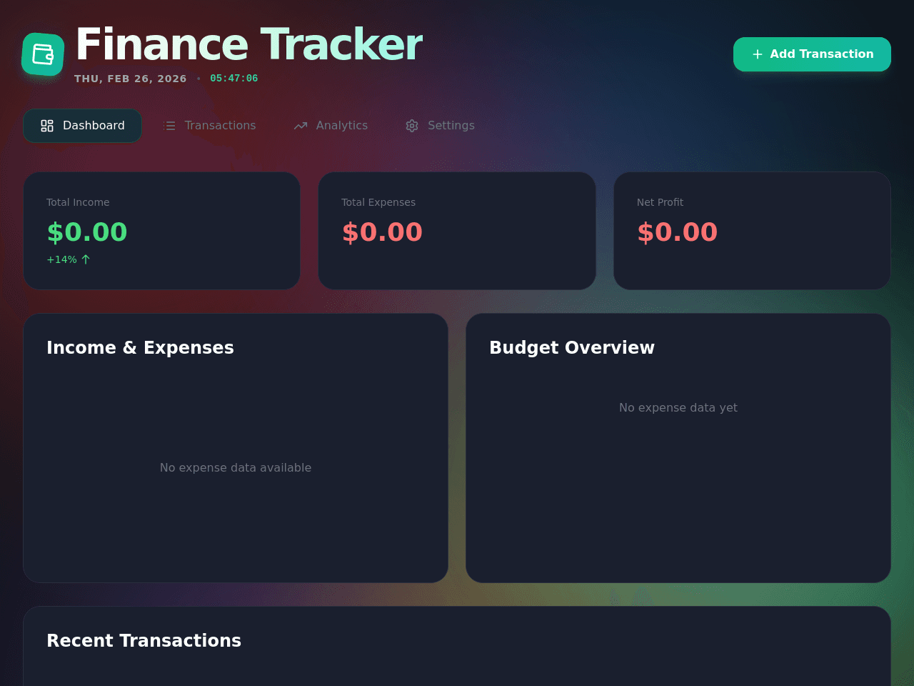 Finance Tracker Dashboard