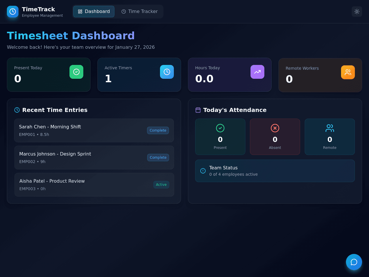 Time Tracker Dashboard