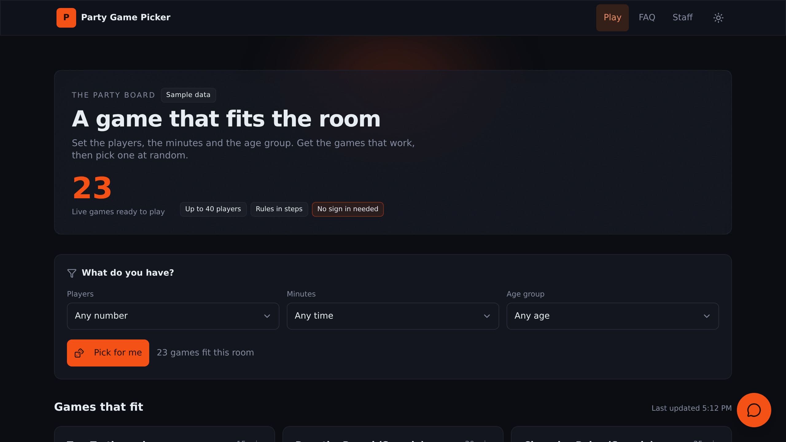 Party Game Picker preview