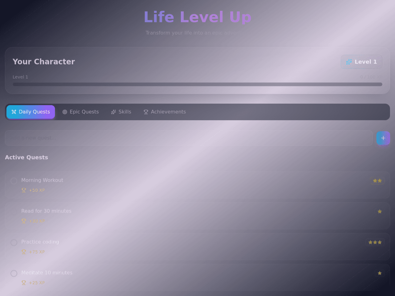 Life Level Dashboard