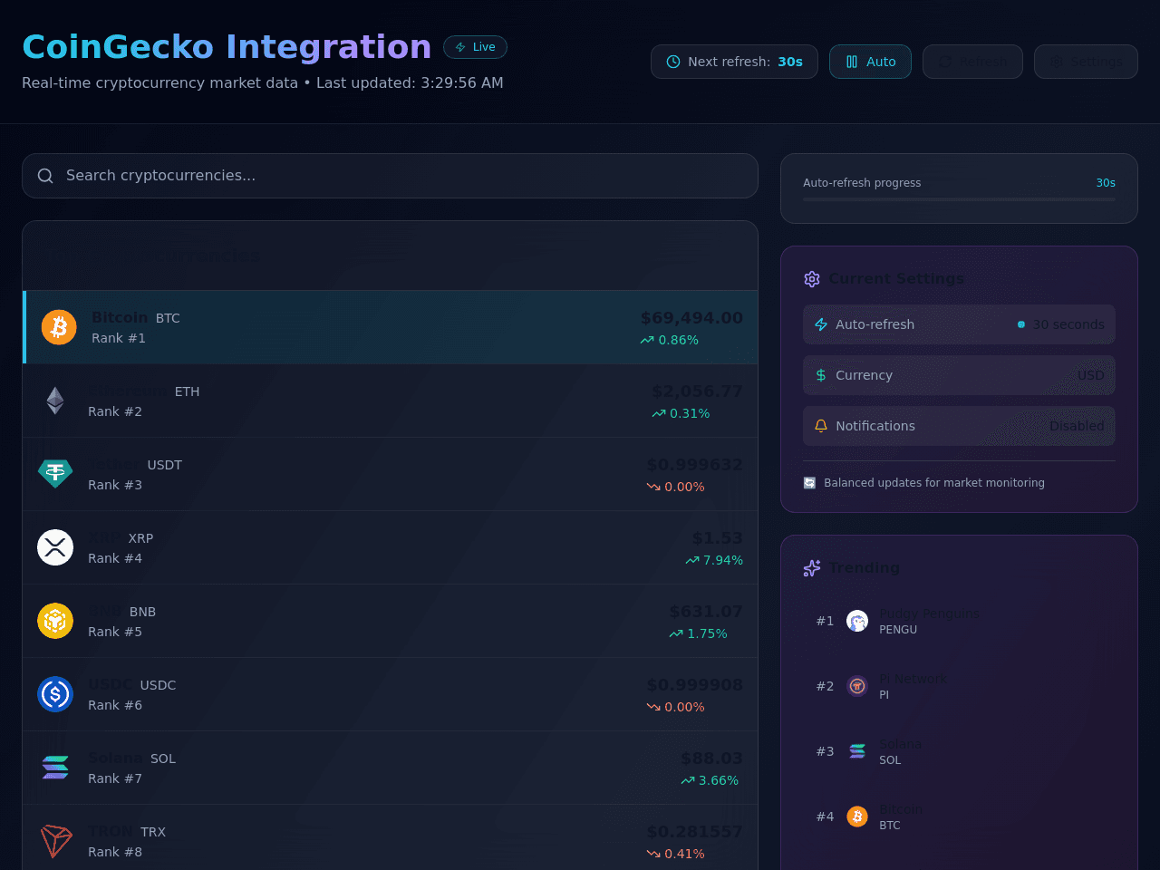 Crypto Connect Dashboard