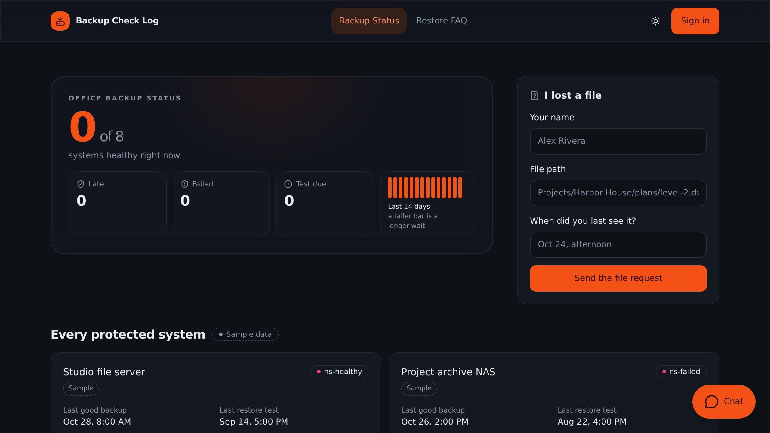 Backup Check Log preview