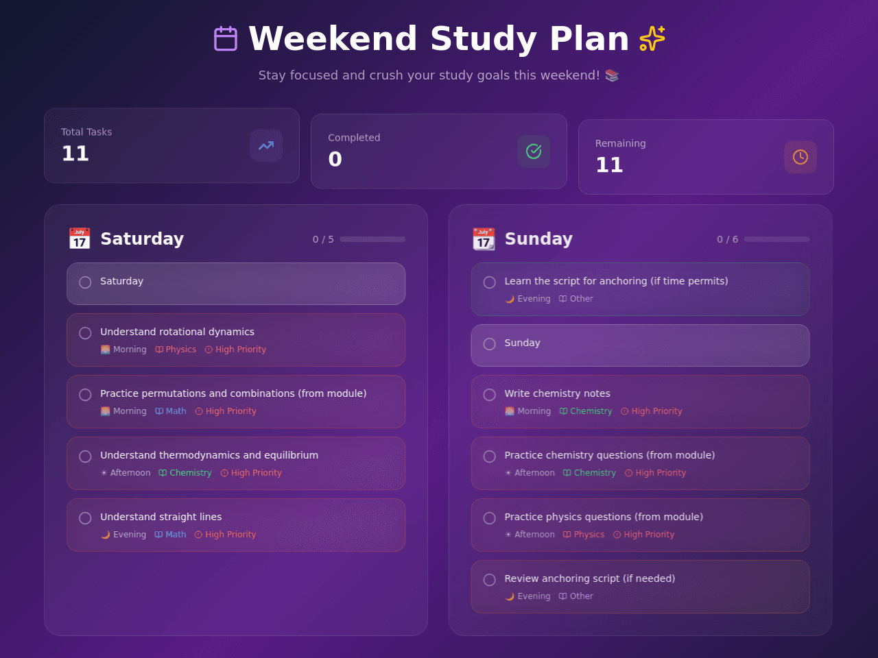 Weekend Planner Pro