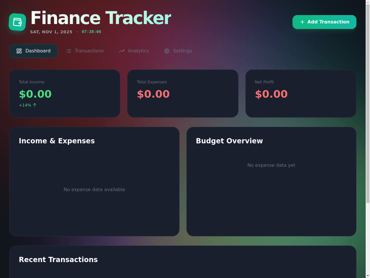 Finance Tracker Dashboard