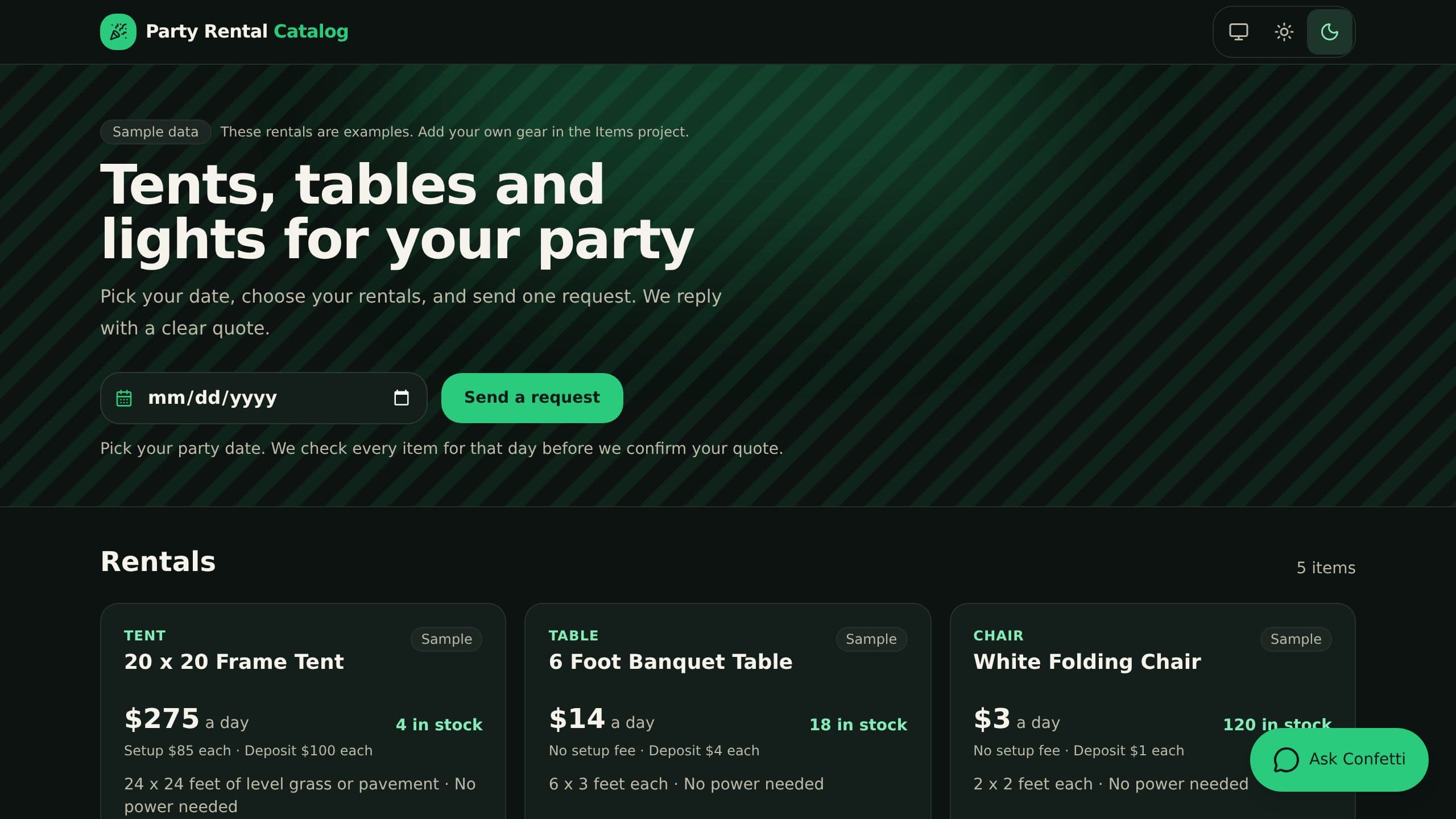 Party Rental Catalog preview