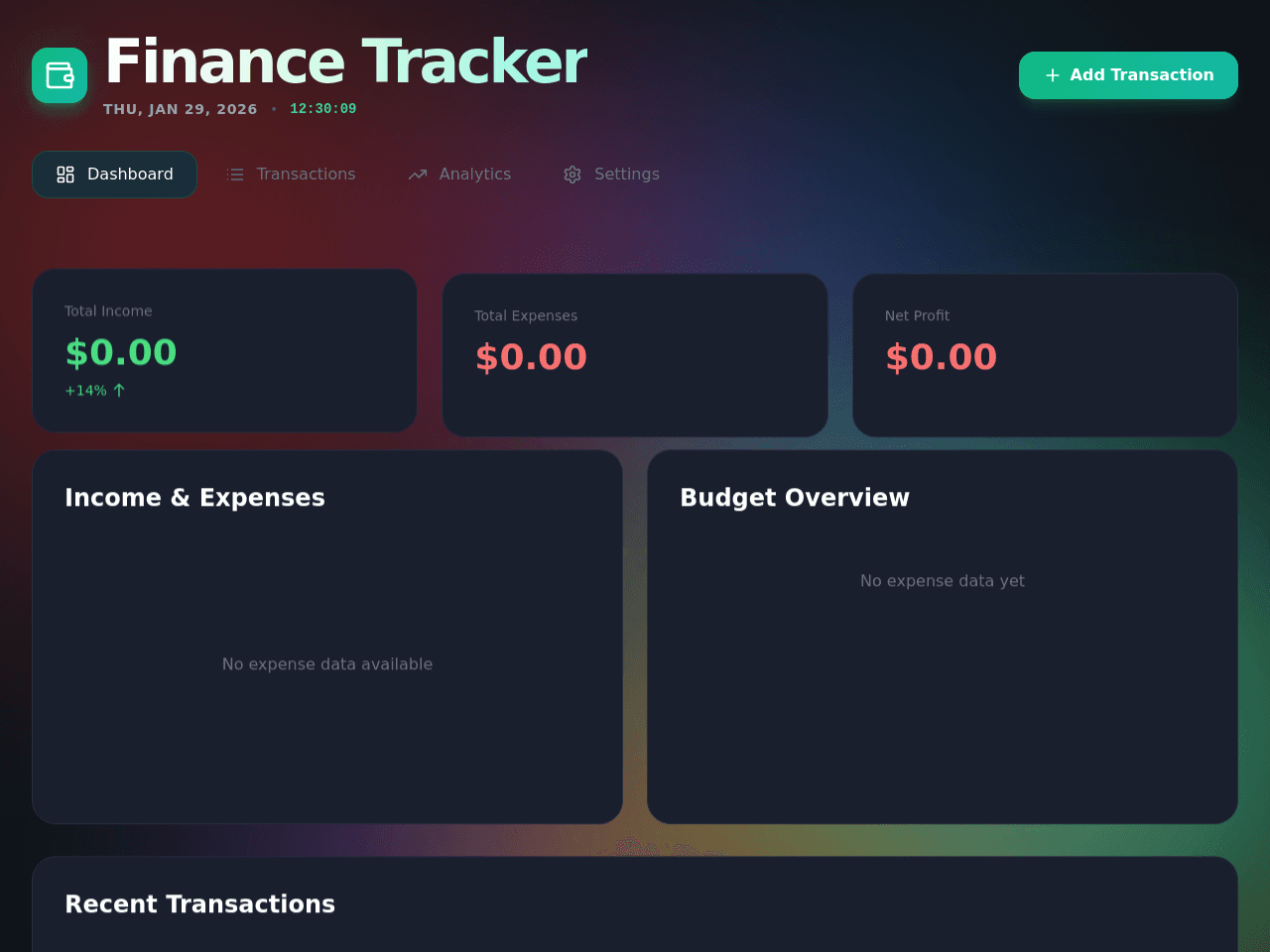 Finance Tracker Dashboard