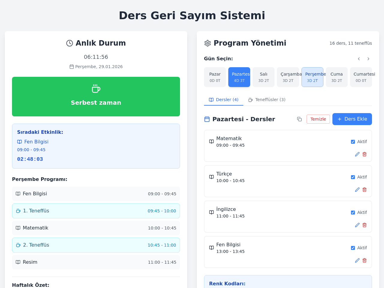 Ders Süre Sayacı