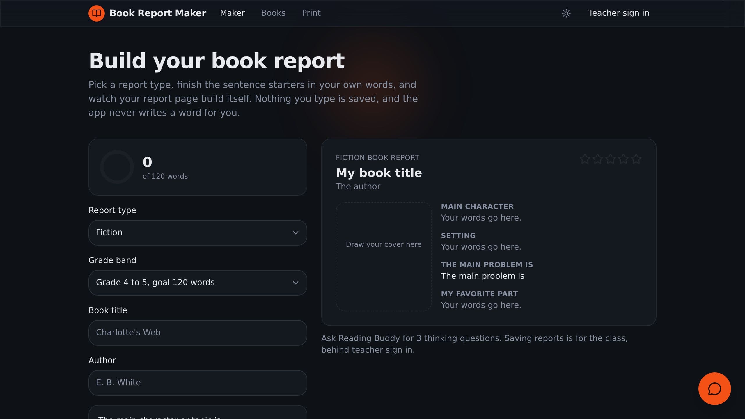 Book Report Maker preview