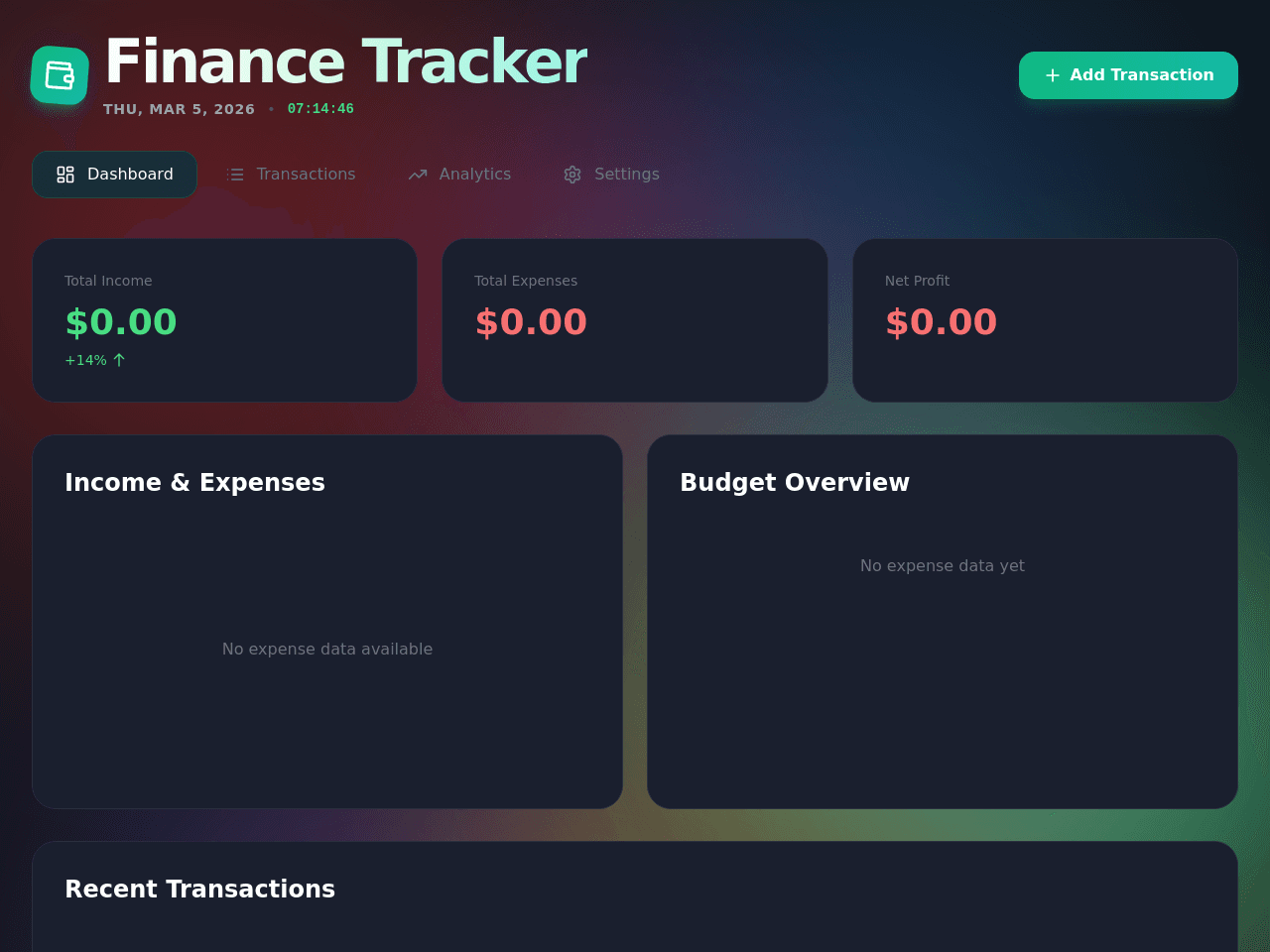 Finance Tracker Dashboard