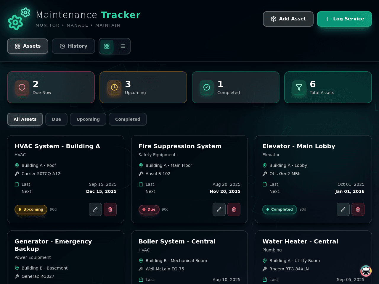 Maintenance Tracker Dashboard
