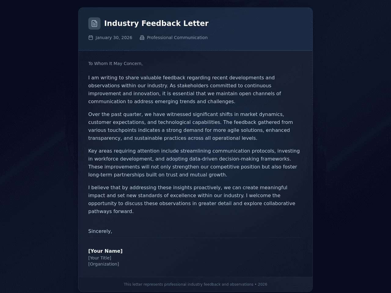 Feedback Letter Studio