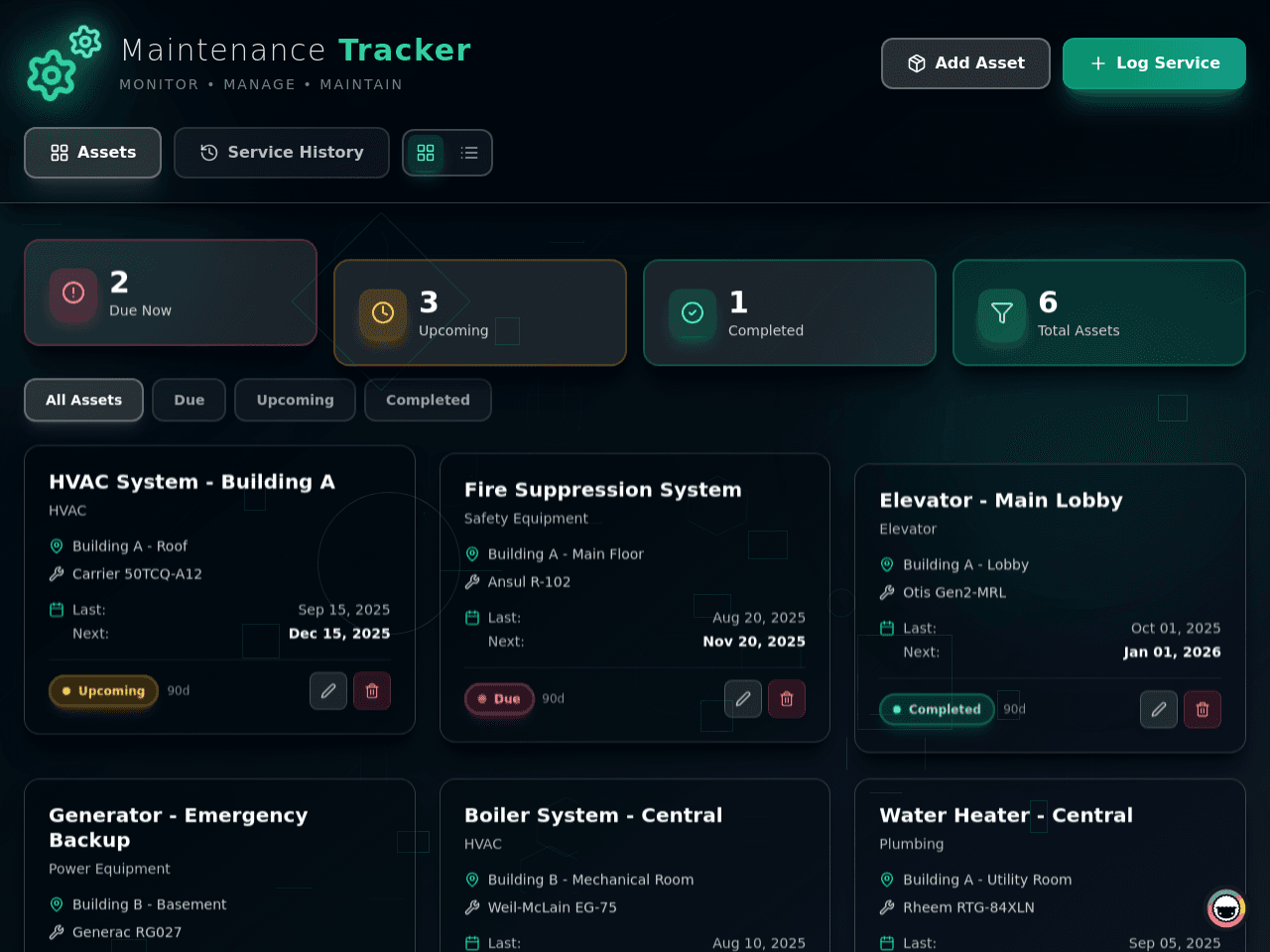 Maintenance Tracker Dashboard