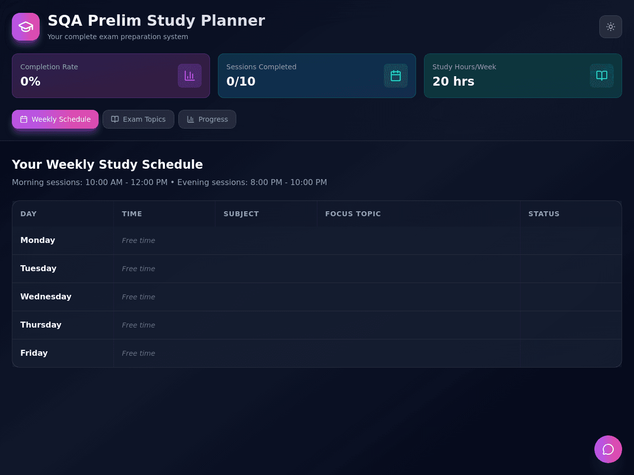 Study Schedule Planner