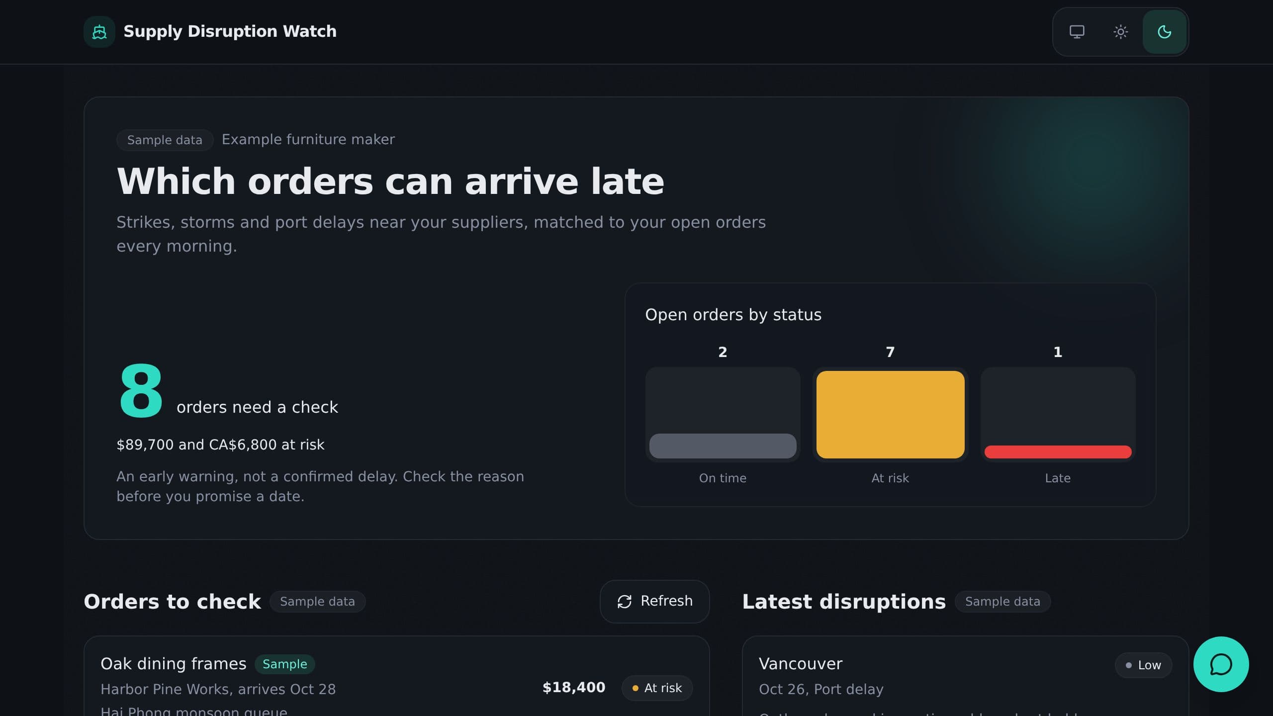 Supply Disruption Tracker preview