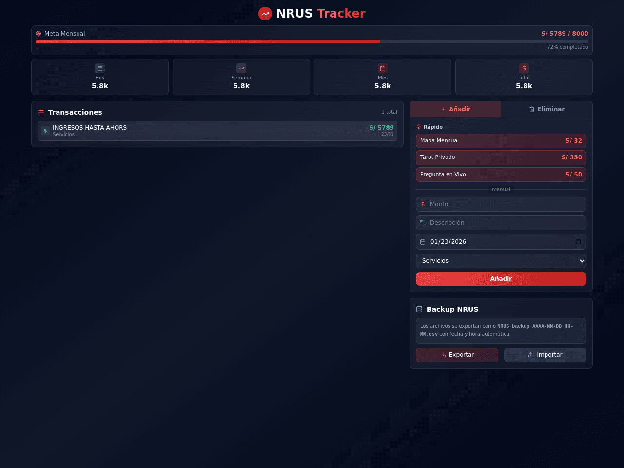 INCOME TRACKER NRUS