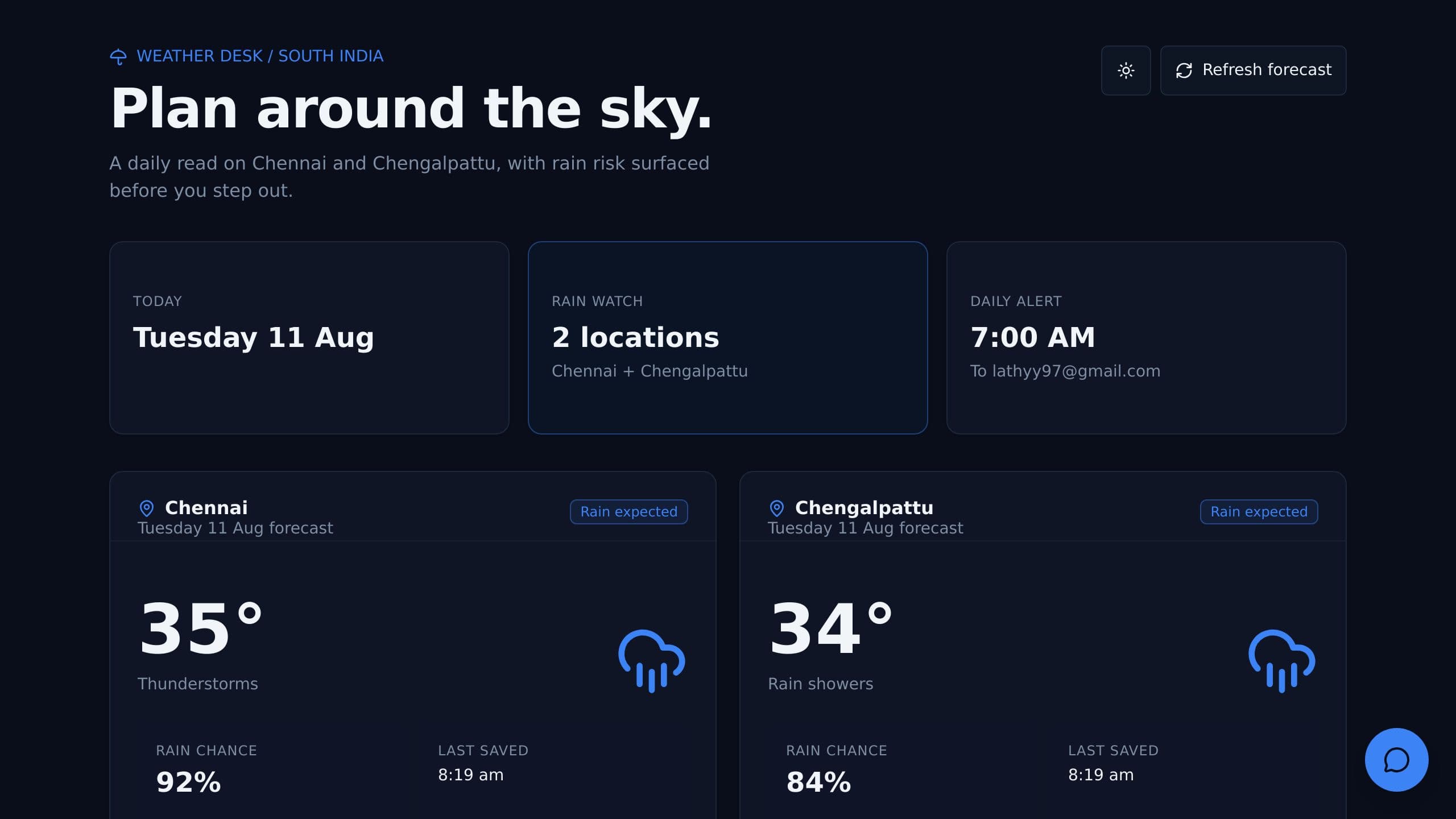 Rain Alert Dashboard