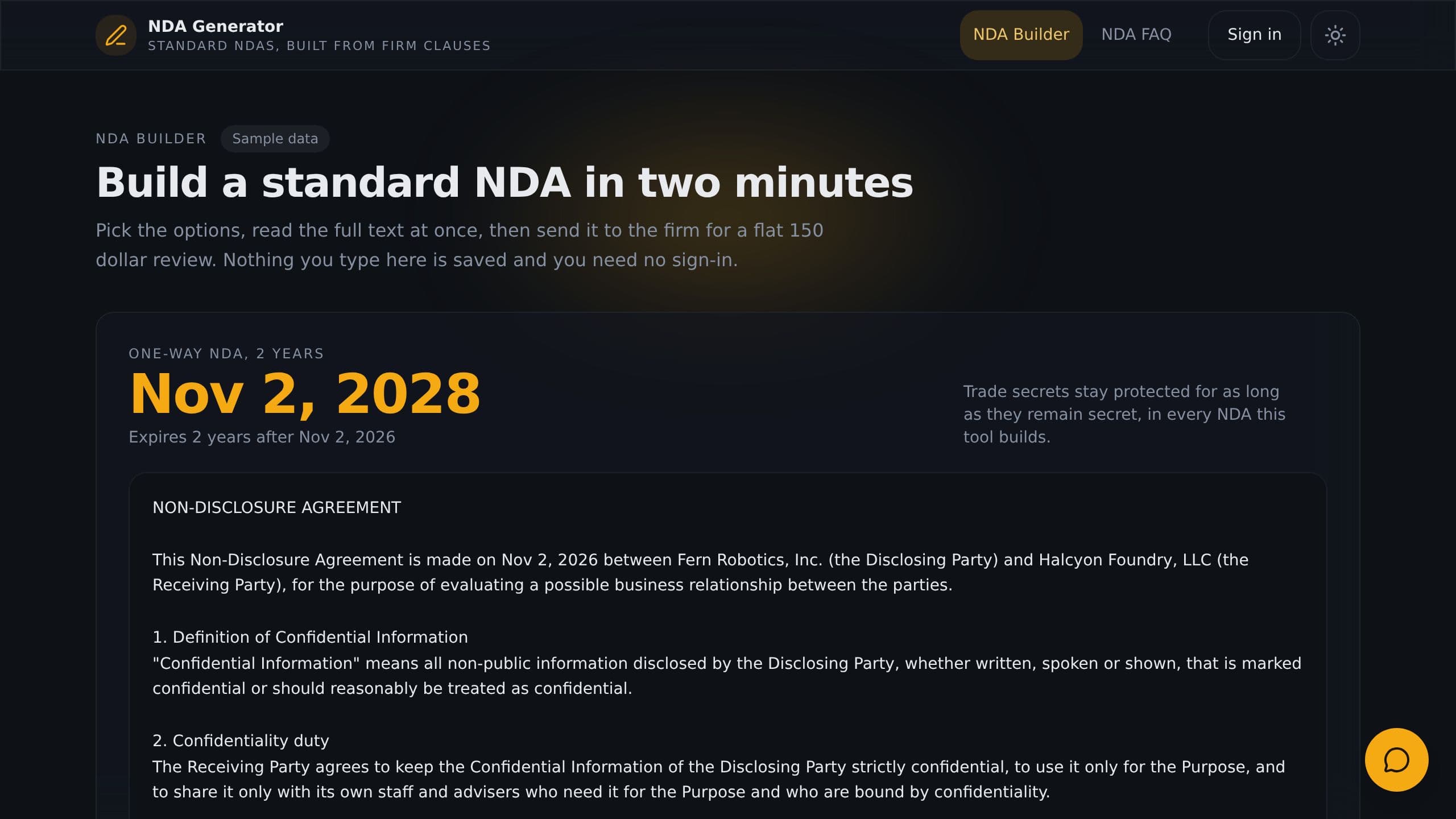 NDA Generator preview