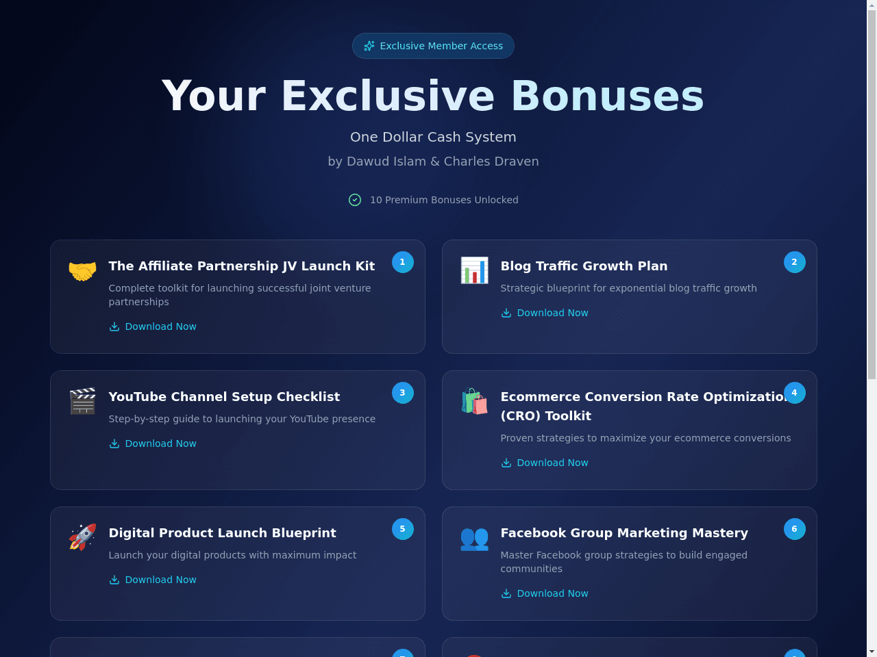 One Dollar Cash System Delivery Page