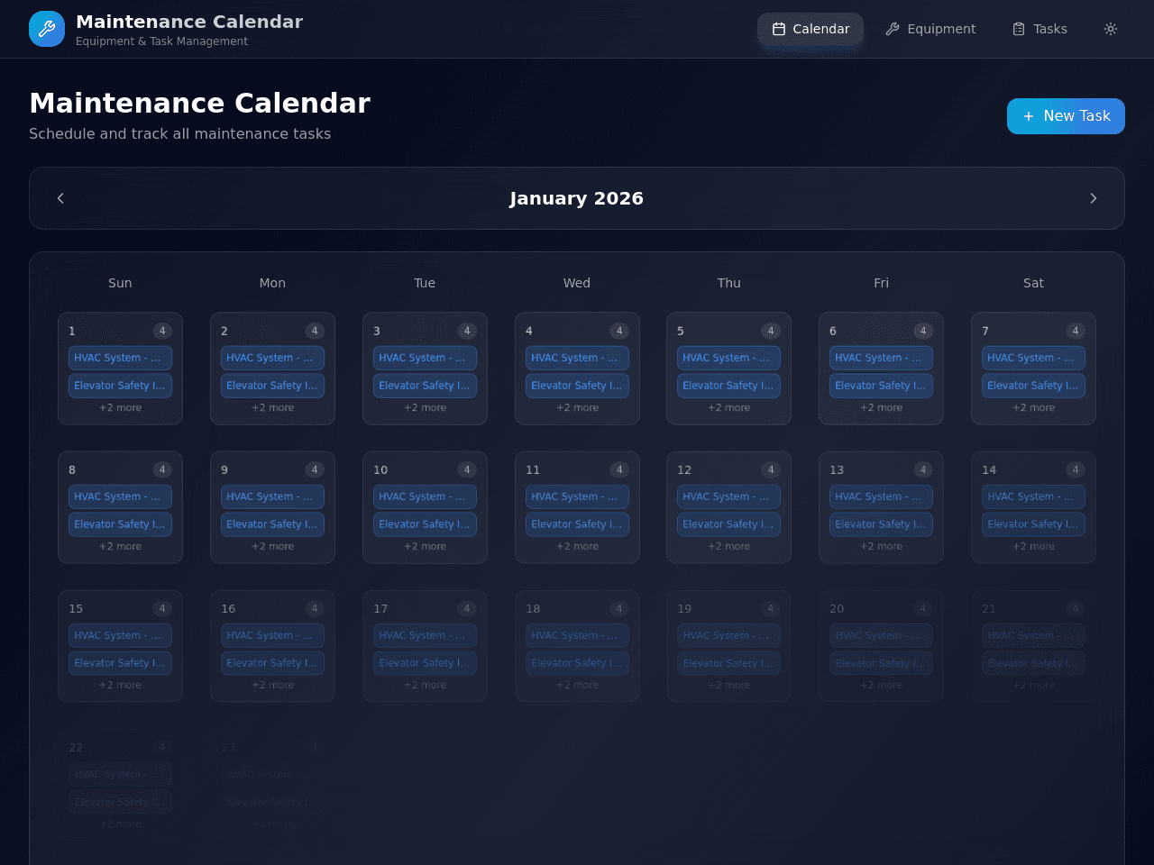 Maintenance Schedule Planner