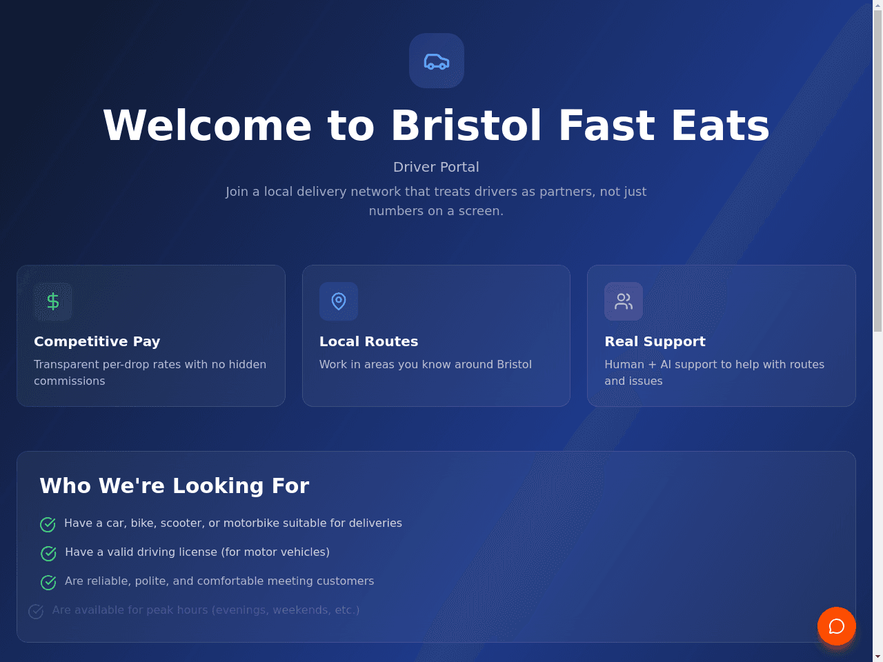 Driver Portal – Bristol Fast Eats