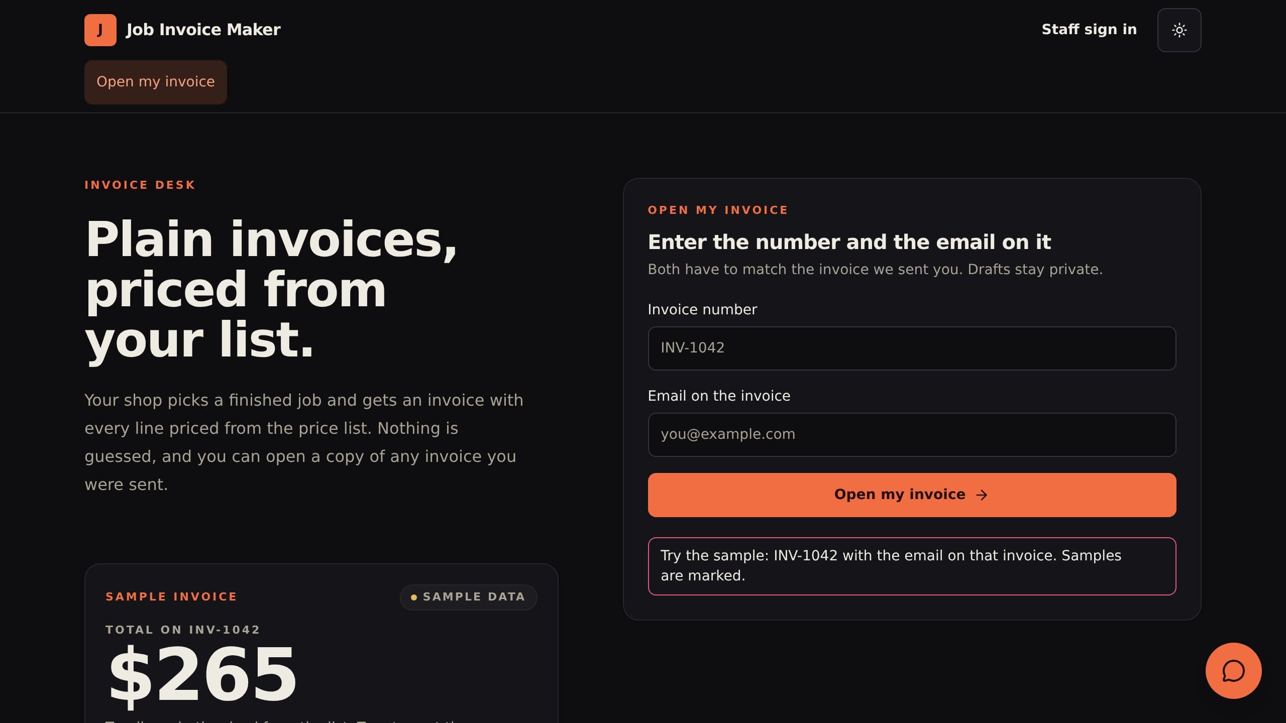 Job Invoice Maker preview