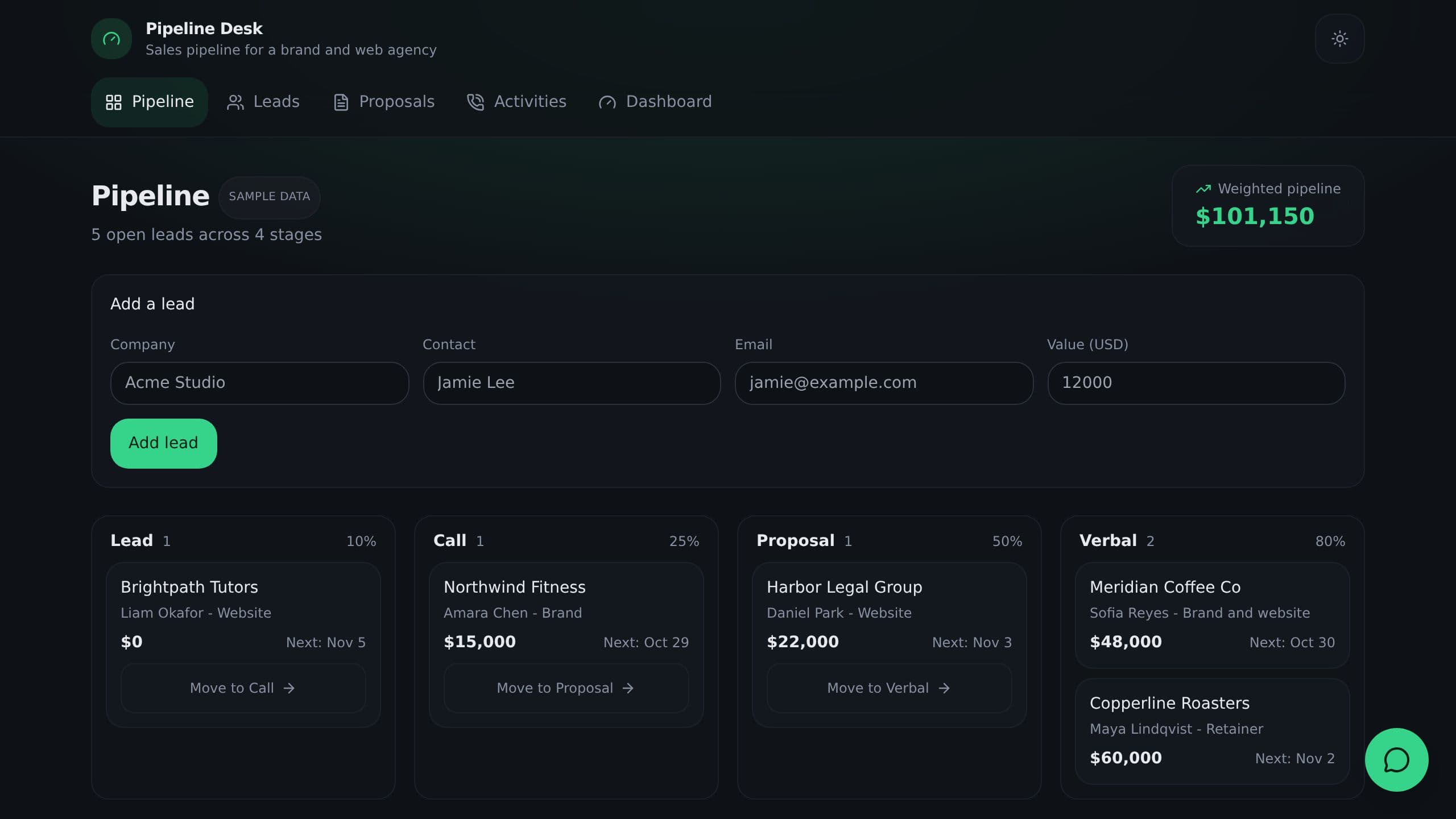 Agency Pipeline CRM preview