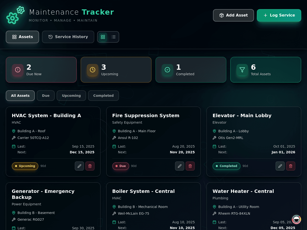 Maintenance Tracker Dashboard