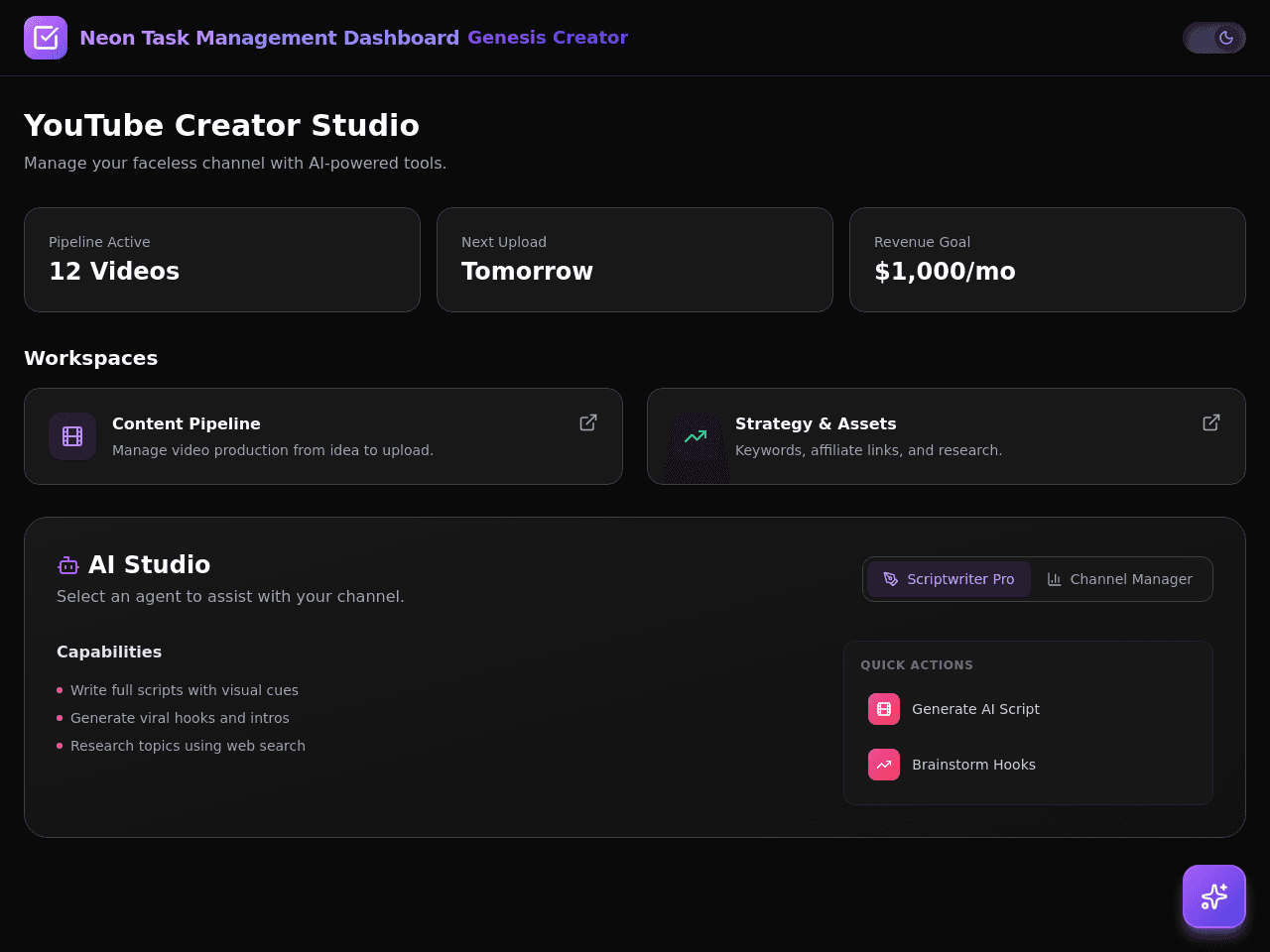 Neon Task Management Dashboard