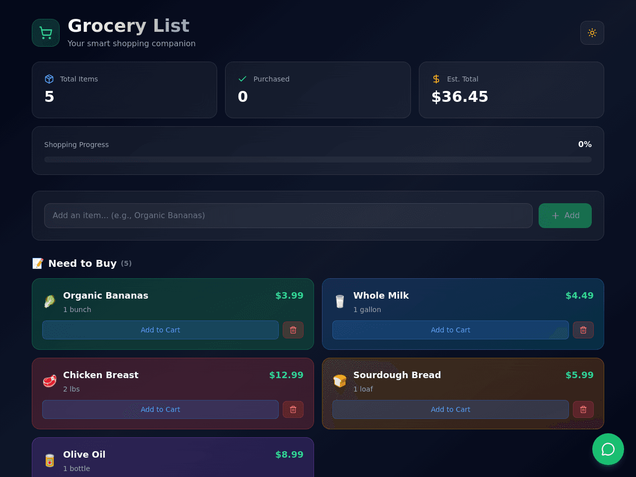Grocery List Planner