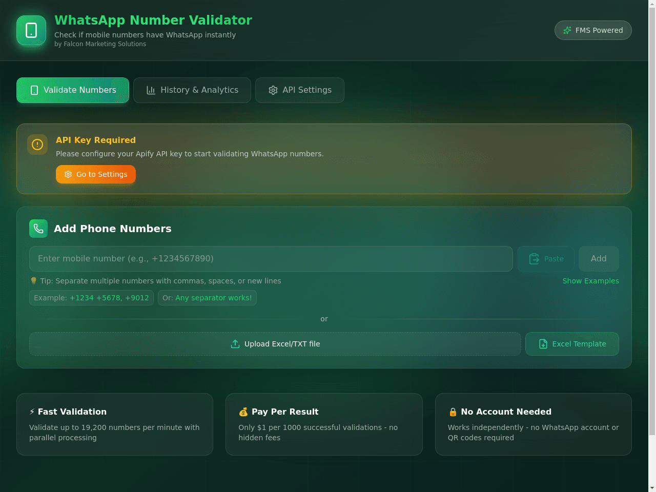 WhatsApp Validator Dashboard