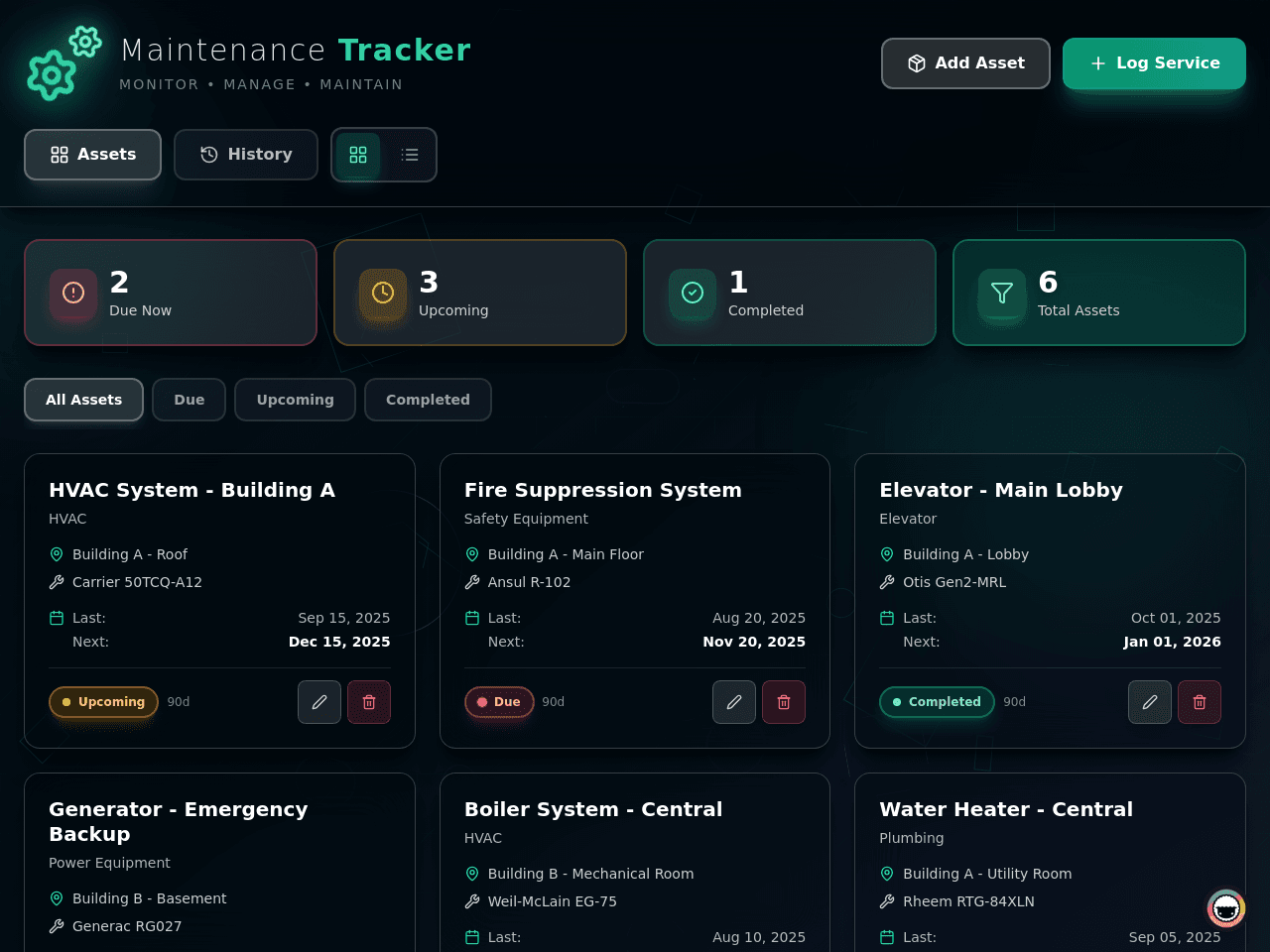 Maintenance Tracker Dashboard