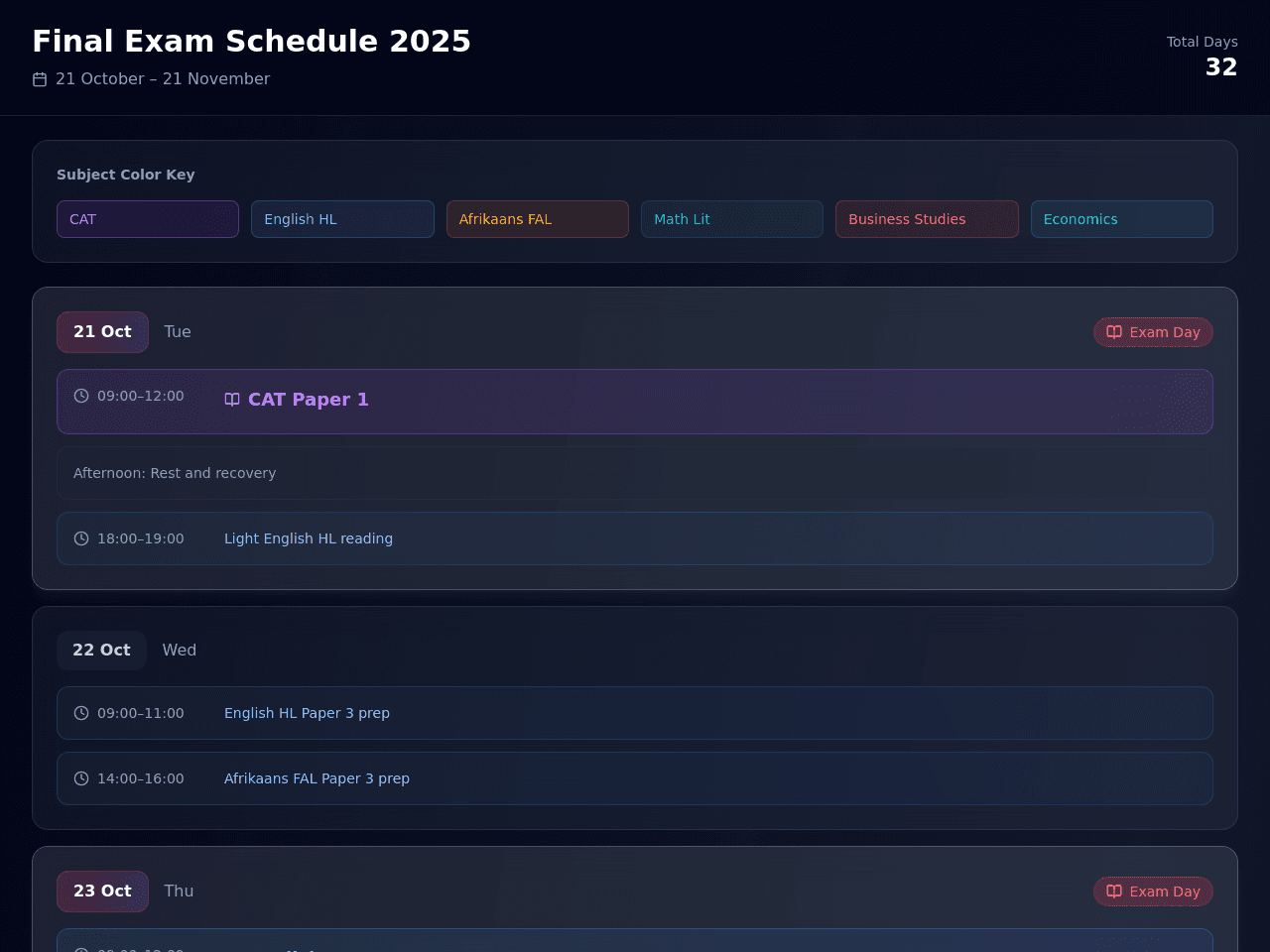Study Schedule Planner