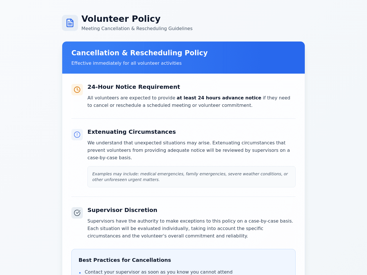 Volunteer Policy Portal