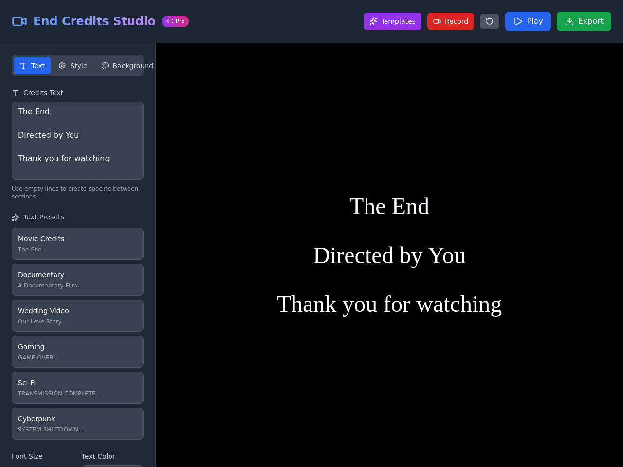 End Credit Animator