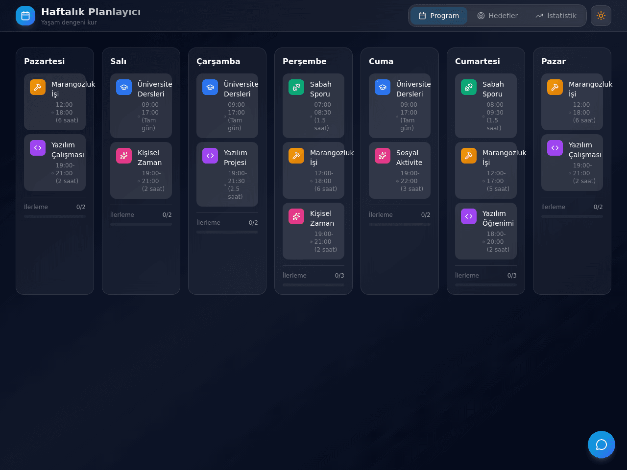 Weekly Balance Planner