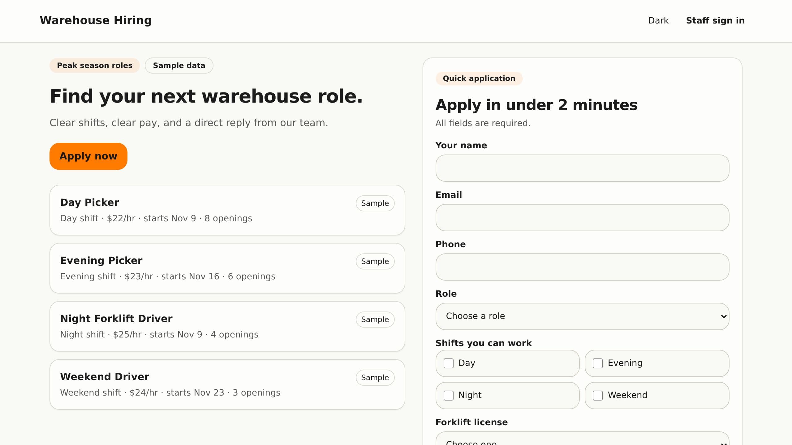Warehouse Hiring preview