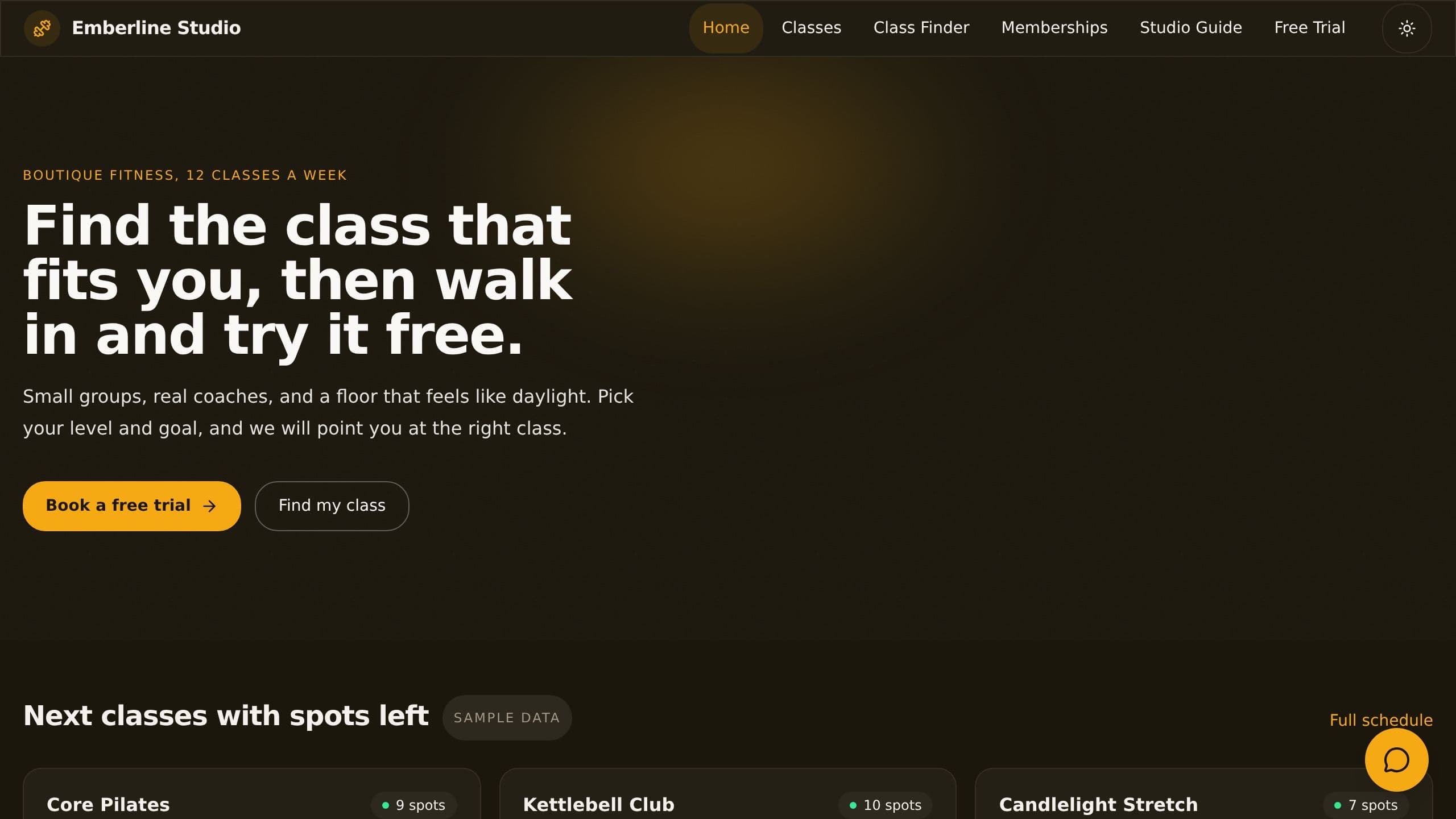 Fitness Studio Website preview