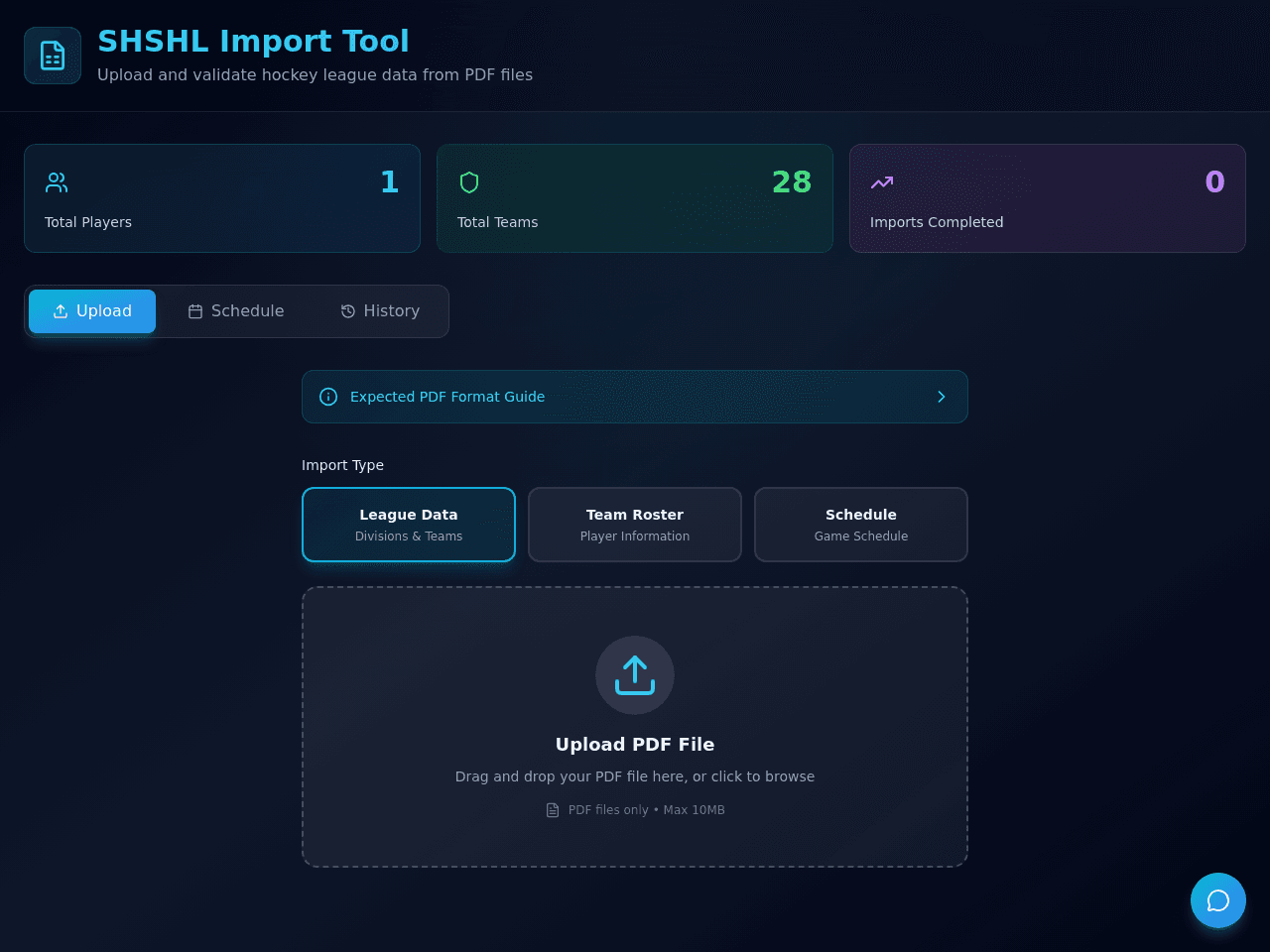 PDF Import Dashboard