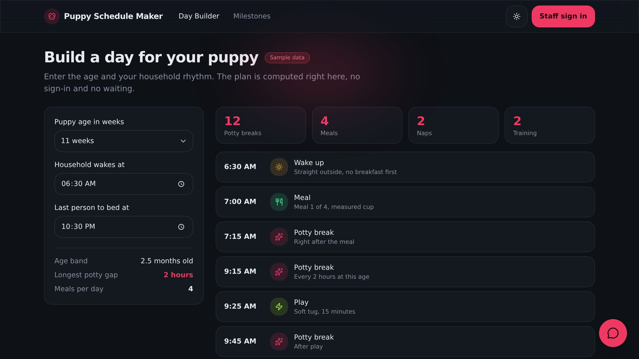 Puppy Schedule Maker preview