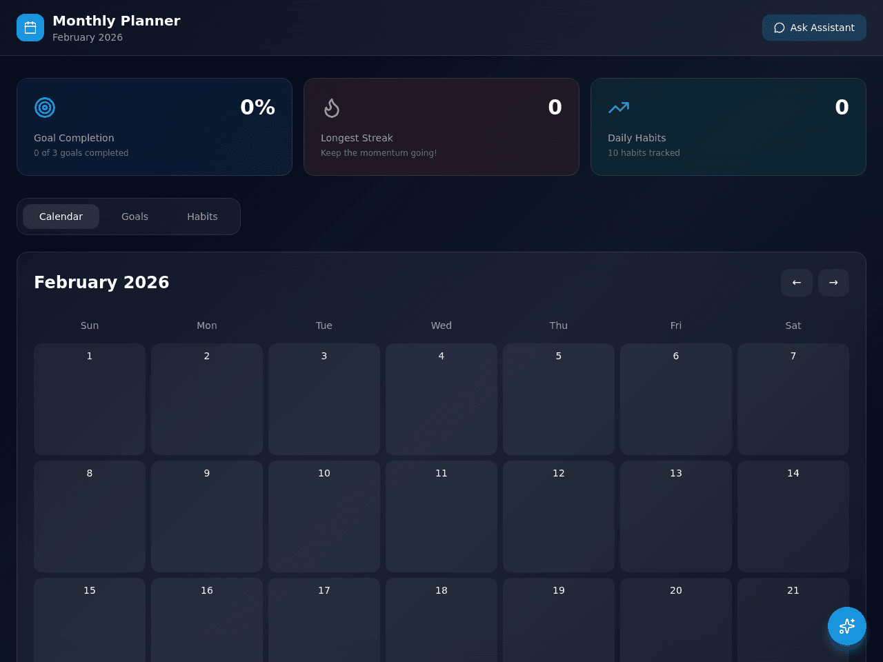 Monthly Planner Portal
