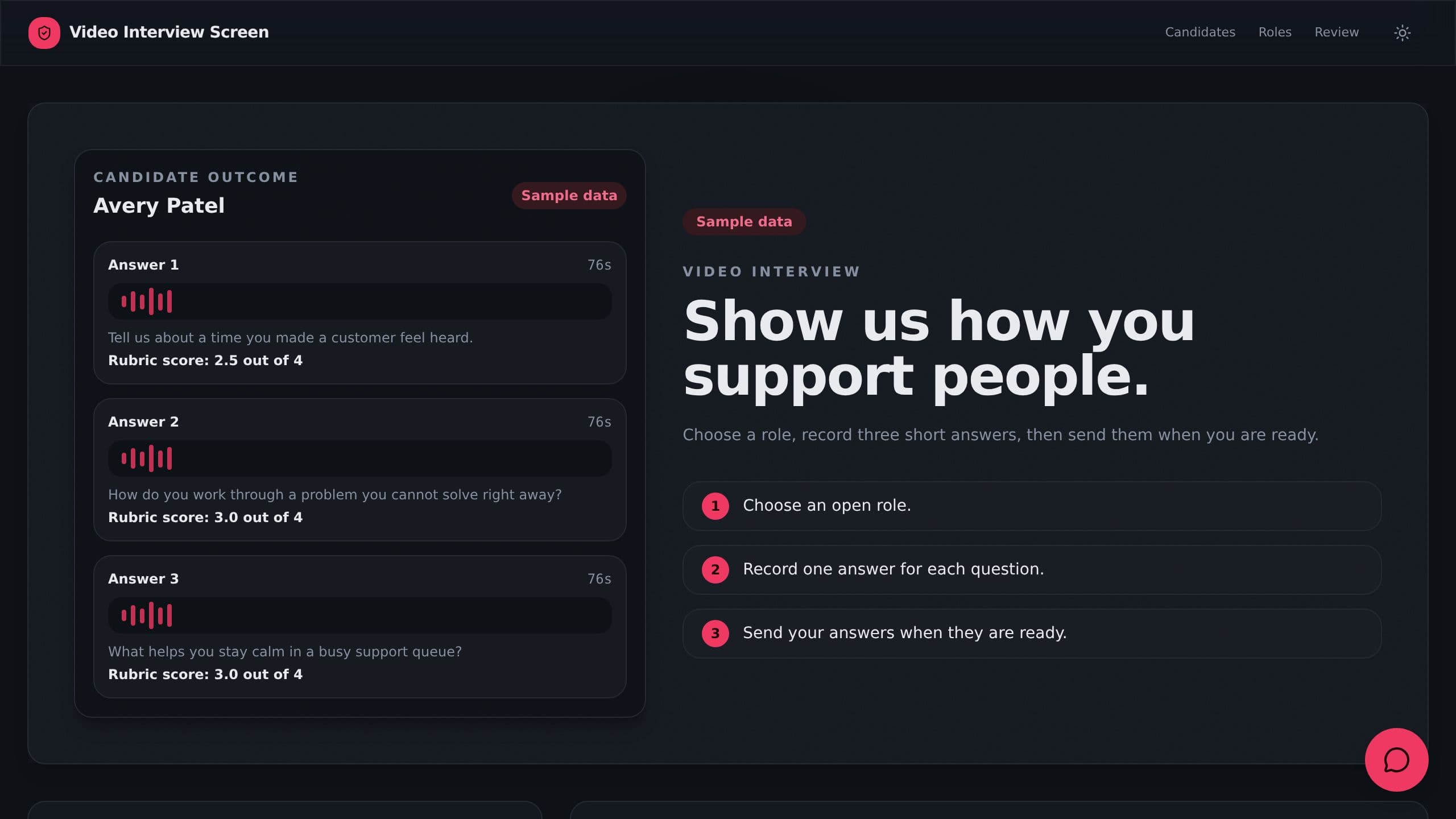 Video Interview Screen preview