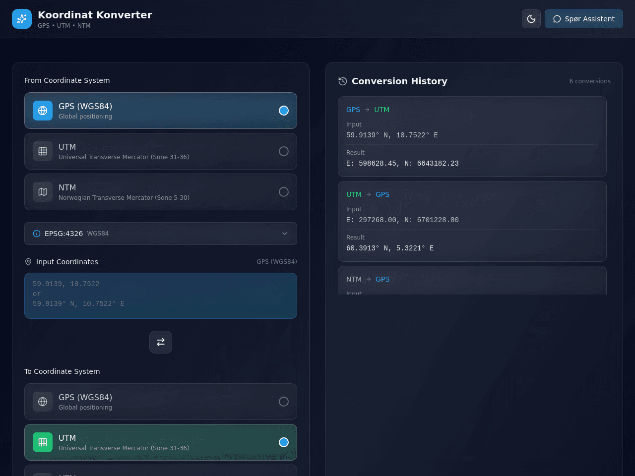 Coordinate Converter Dashboard